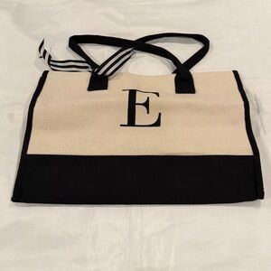 NWT Bagail Canvas Tote Bag Cotton Shopper Embroidered Monogram